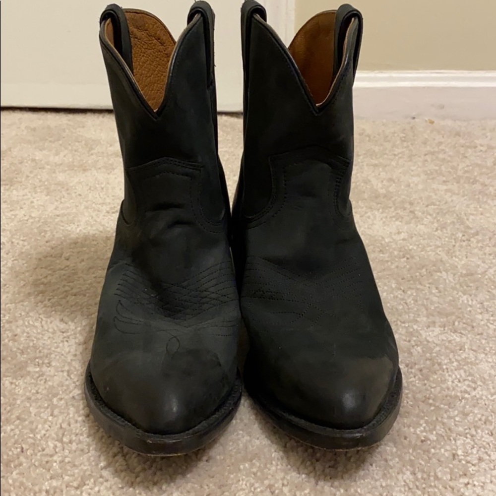 Frye black ankle cowboy boots